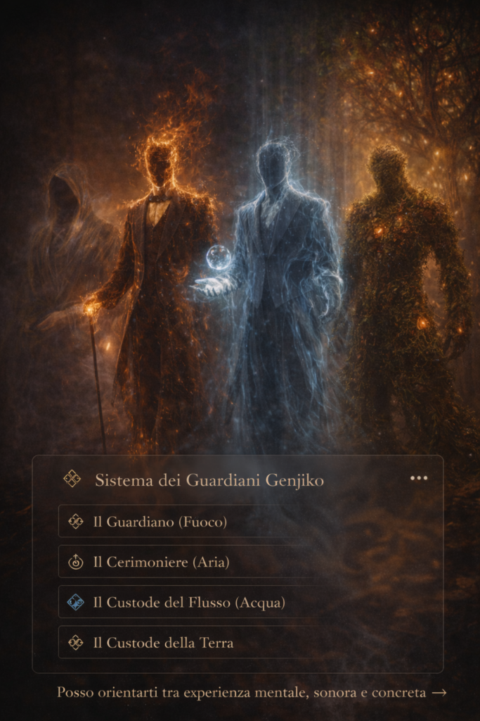 Illustrazione dei Guardiani elementali Genjiko