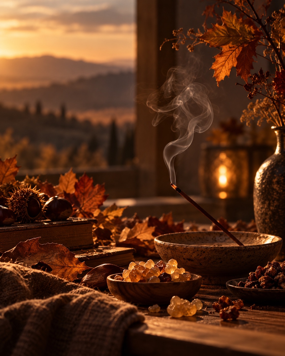 Pacchetto Autunno Genjiko con incenso, resine naturali e guida stagionale