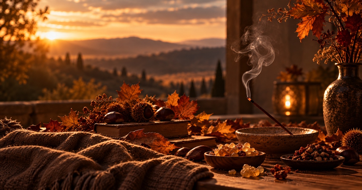 Rituale d’autunno Genjiko con incenso e resine naturali